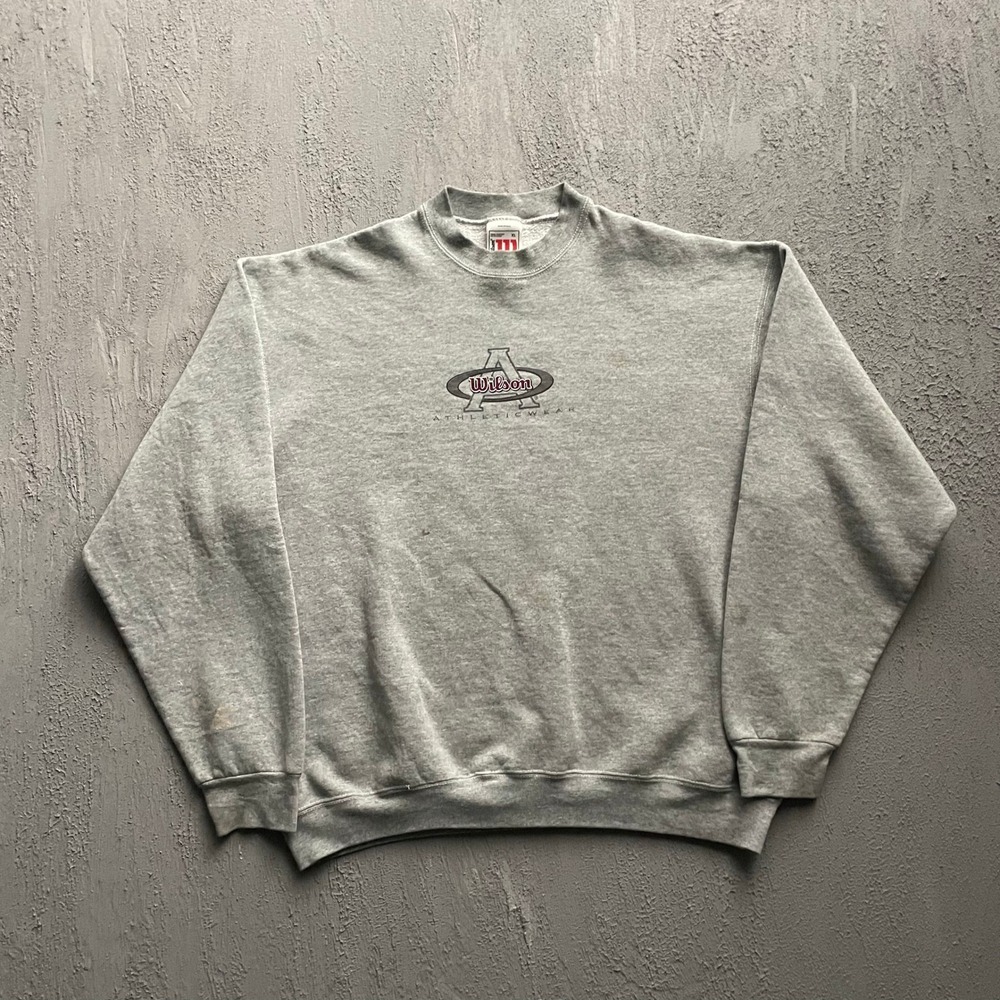 Vintage Wilson Athletic Wear Sweatshirt Mens XL Grey 90s Wilson